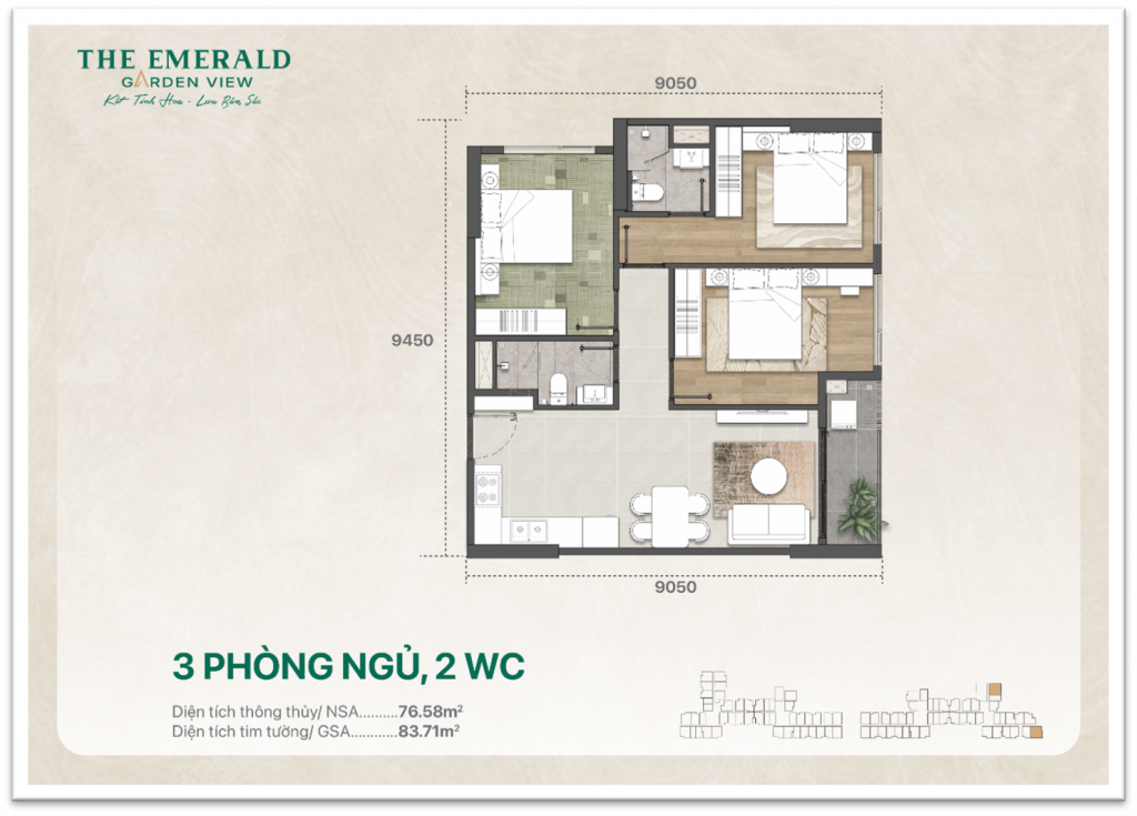 mặt bằng emerald garden view