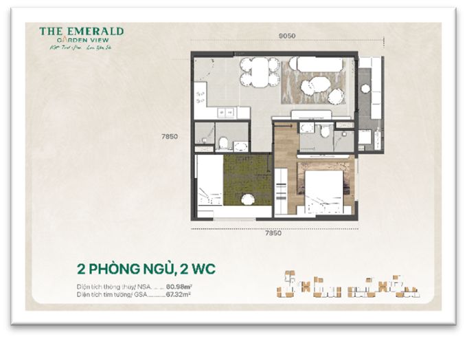 mặt bằng emerald garden view