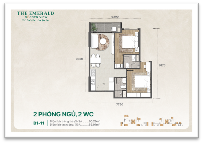 mặt bằng emerald garden view