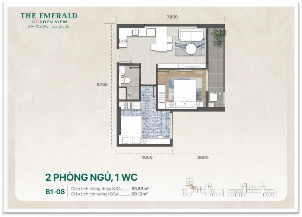 mặt bằng emerald garden view